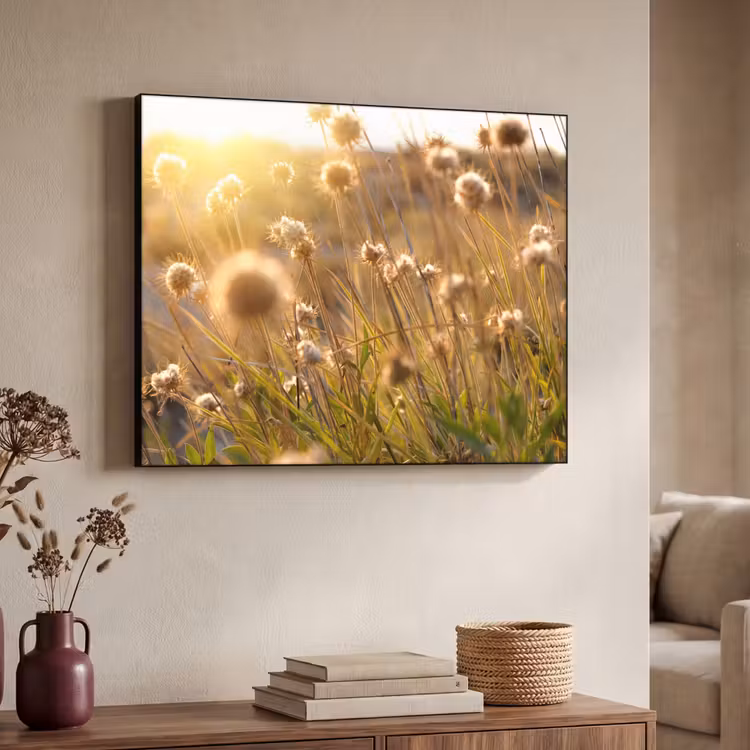 Planten - Natuur - Bloemen - Zon - Horizon Textielframe zwart klein -sfeer3