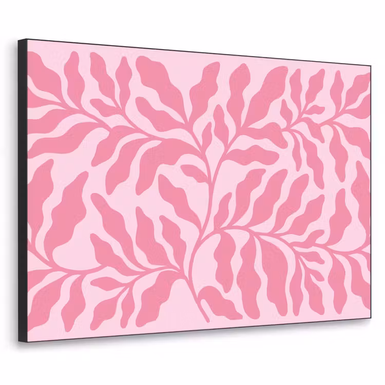 Planten - Organisch - Abstract - Modern - Roze Textielframe zwart klein -3d