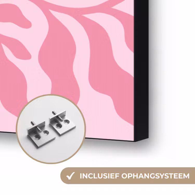 Planten - Organisch - Abstract - Modern - Roze Textielframe zwart klein -USP_ophangsysteemNL