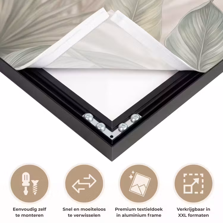 Planten - Tropisch - Bladeren - Groen - Natuur Textielframe zwart klein -USP_closeupNL