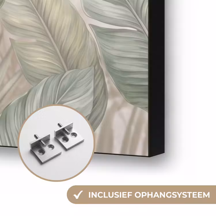 Planten - Tropisch - Bladeren - Groen - Natuur Textielframe zwart klein -USP_ophangsysteemNL