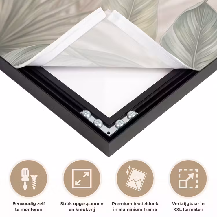 Planten - Tropisch - Bladeren - Groen - Natuur Textielframe zwart klein -USP_feed_closeupNL