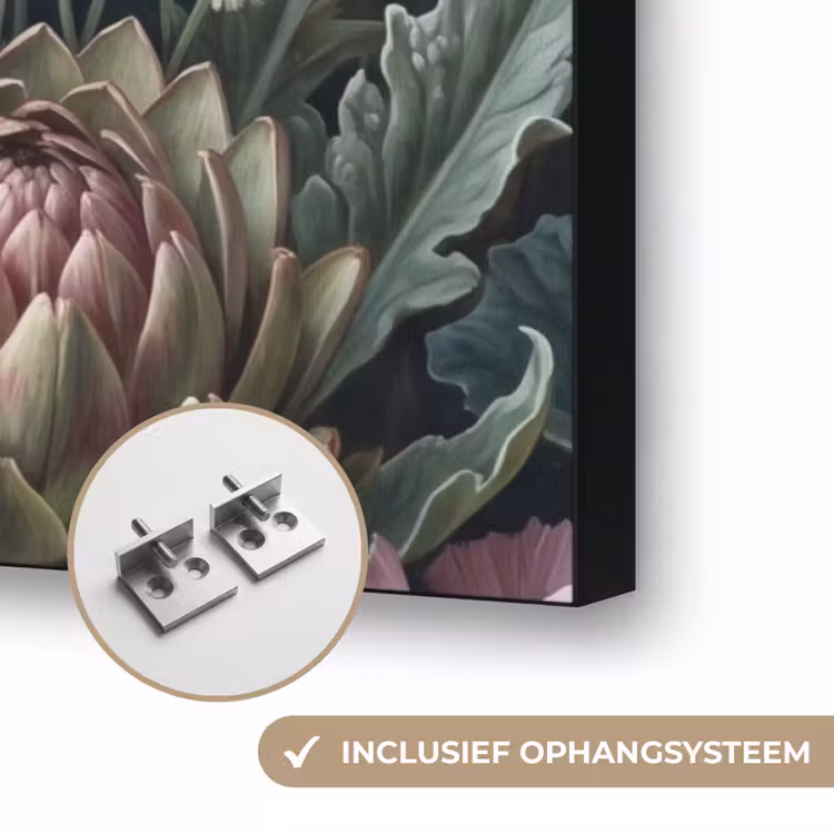 Planten - Tropisch - Botanisch - Donker - Groen Textielframe zwart klein -USP_ophangsysteemNL