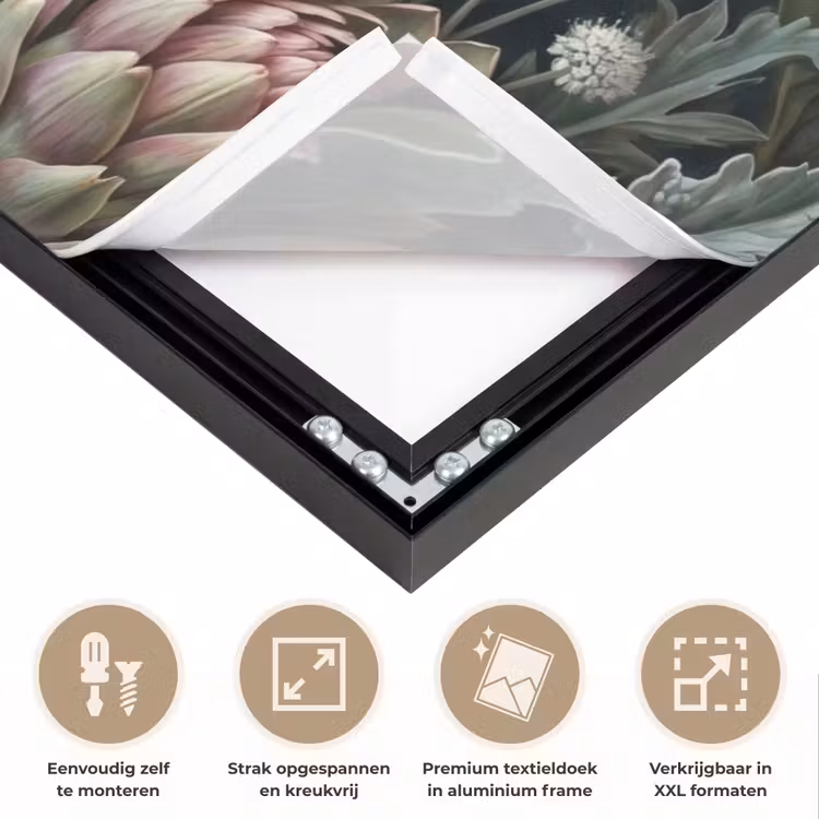 Planten - Tropisch - Botanisch - Donker - Groen Textielframe zwart klein -USP_feed_closeupNL