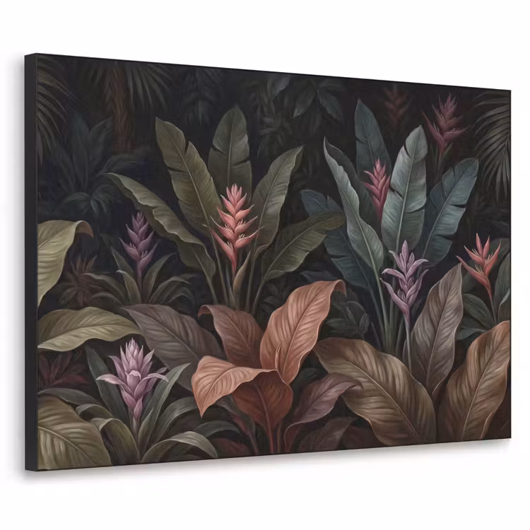 Planten - Tropisch - Jungle - Donker - Natuur Textielframe zwart klein -3d