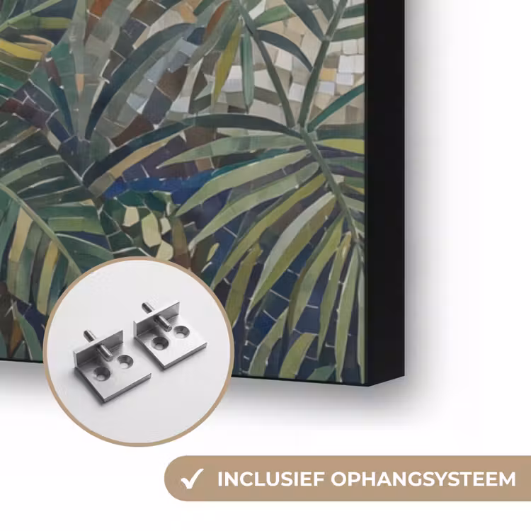 Planten - Tropisch - Mozaïek - Groen - Natuur Textielframe zwart klein -USP_ophangsysteemNL