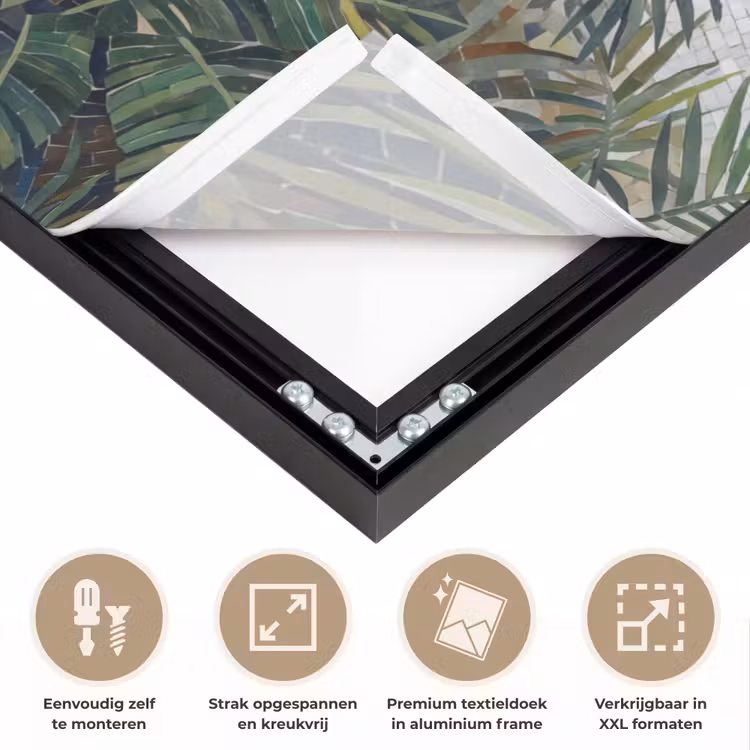 Planten - Tropisch - Mozaïek - Groen - Natuur Textielframe zwart klein -USP_feed_closeupNL