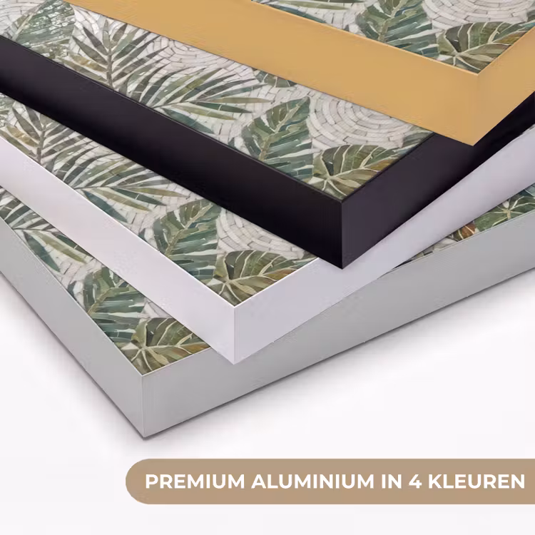 Planten - Tropisch - Mozaïek - Natuur - Groen Textielframe zwart klein -USP_kleurenNL
