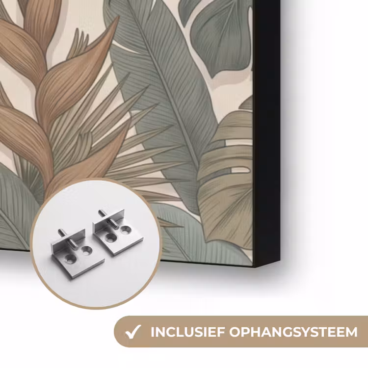 Planten - Tropisch - Natuur - Illustratie - Groen Textielframe zwart klein -USP_ophangsysteemNL