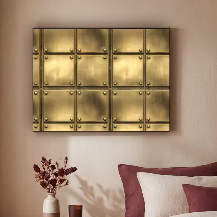 Platen - Industrieel - Stoer - Goud Textielframe zwart klein 947 -sfeer1