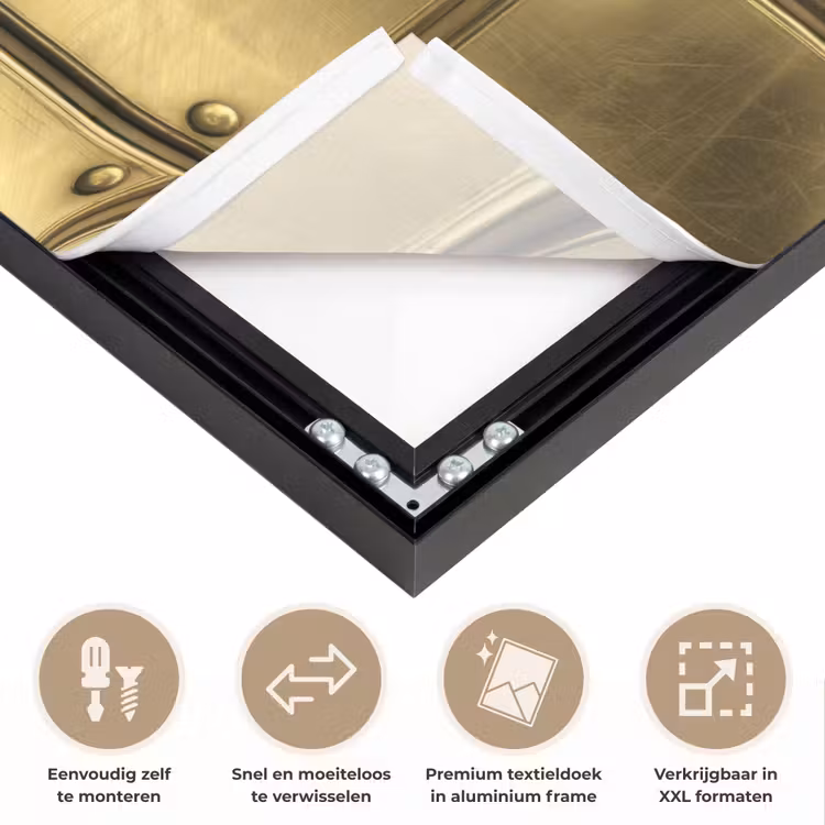 Platen - Industrieel - Stoer - Goud Textielframe zwart klein 947 -USP_closeupNL