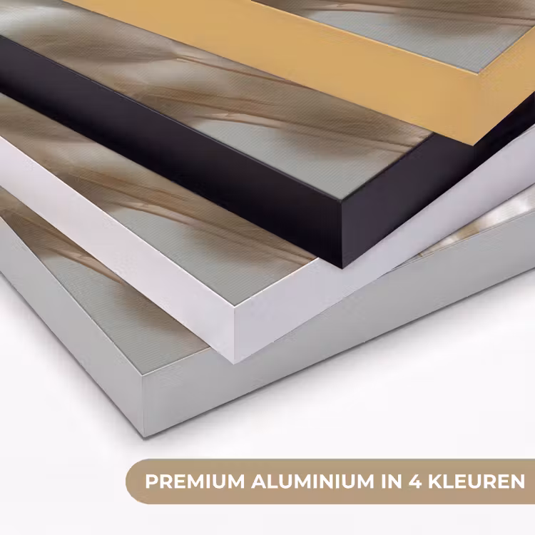 Pluimen - Beige - Minimalistisch Textielframe zwart klein -USP_kleurenNL