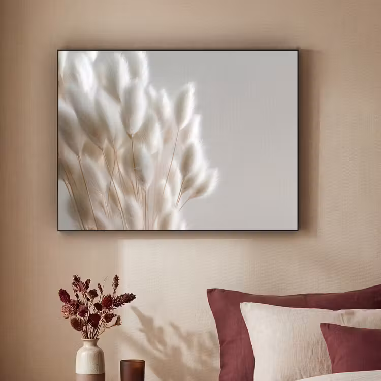 Pluimen - Beige - Minimalistisch Textielframe - compleet frame klein -sfeer1