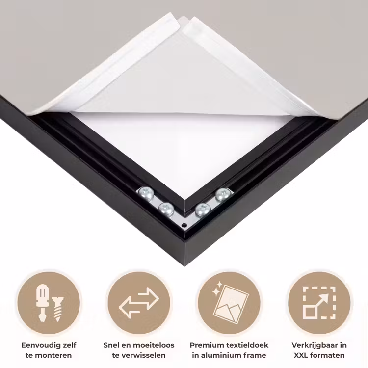 Pluimen - Beige - Minimalistisch Textielframe zwart klein -USP_closeupNL