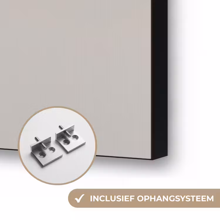 Pluimen - Beige - Minimalistisch Textielframe zwart klein -USP_ophangsysteemNL