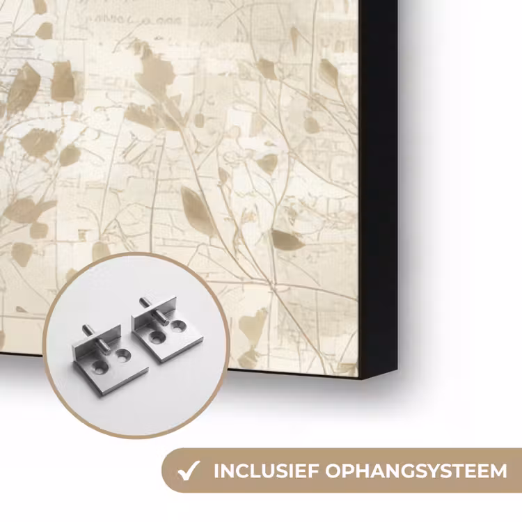 Pluis - Vrouw - Beige Textielframe zwart klein -USP_ophangsysteemNL