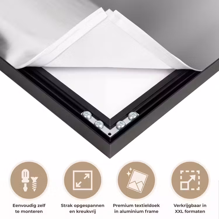 Poedel - Hond - Zwart - Wit - Schattig - Pasta Textielframe zwart klein -USP_feed_closeupNL