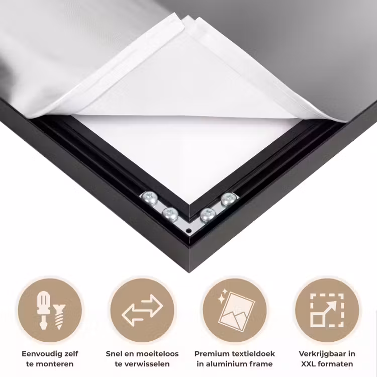 Poedel - Hond - Zwart - Wit - Schattig - Pasta Textielframe zwart klein -USP_closeupNL
