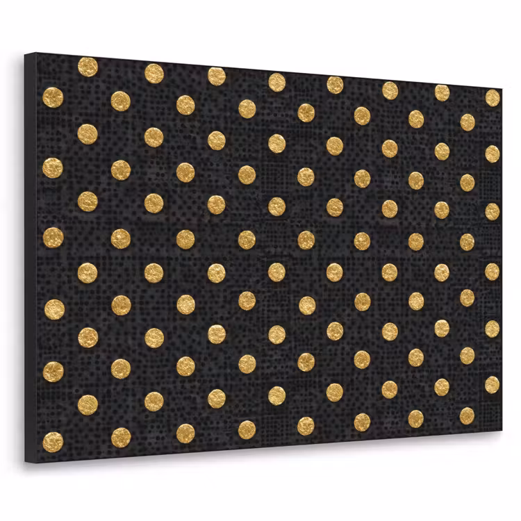 Polka Dot - Stippen - Goud - Zwart Textielframe zwart klein 947 -3d
