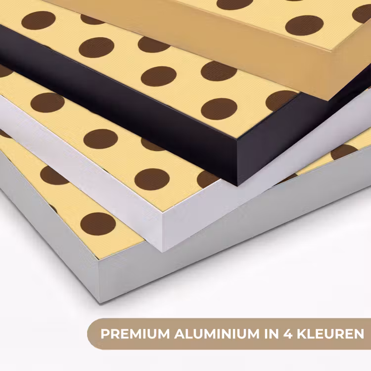 Polka Dot - Stippen - Retro - Geel - Bruin Textielframe zwart klein 947 -USP_kleurenNL