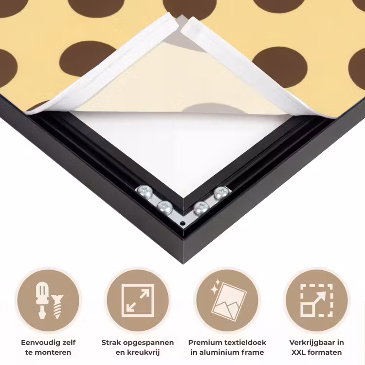 Polka Dot - Stippen - Retro - Geel - Bruin Textielframe zwart klein 947 -USP_feed_closeupNL
