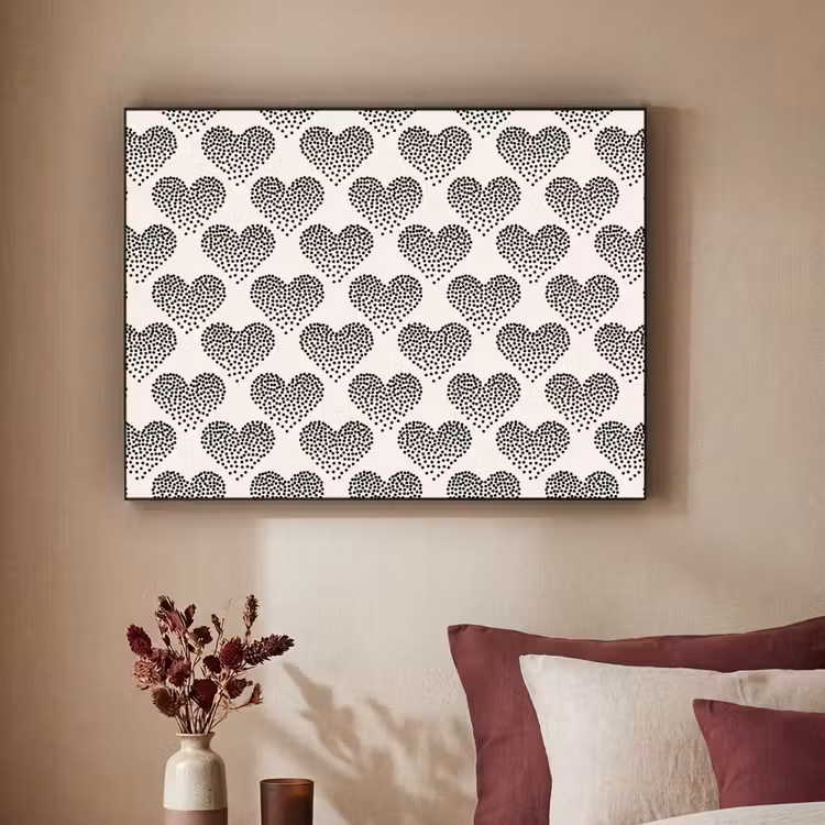 Polka - Stippen - Wit - Zwart Textielframe - compleet frame klein 947 -sfeer1