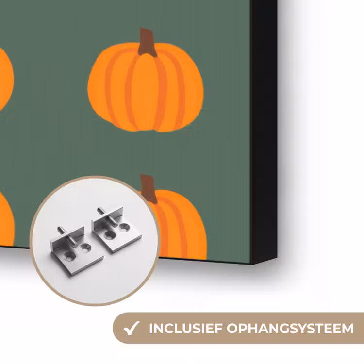 Pompoen - Patroon - Oranje Textielframe zwart klein 947 -USP_ophangsysteemNL