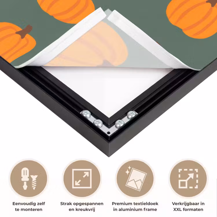 Pompoen - Patroon - Oranje Textielframe zwart klein 947 -USP_feed_closeupNL