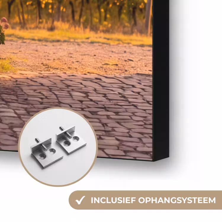 Poort - Landschap - Platteland - Zonlicht - Warm Textielframe zwart klein -USP_ophangsysteemNL