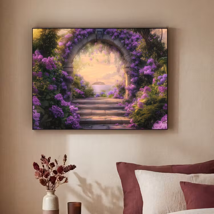Poort - Paars - Bloemen Textielframe - compleet frame klein -sfeer1