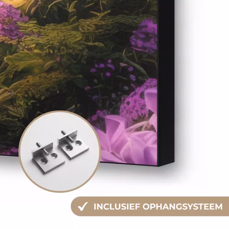Poort - Paars - Bloemen Textielframe zwart klein -USP_ophangsysteemNL
