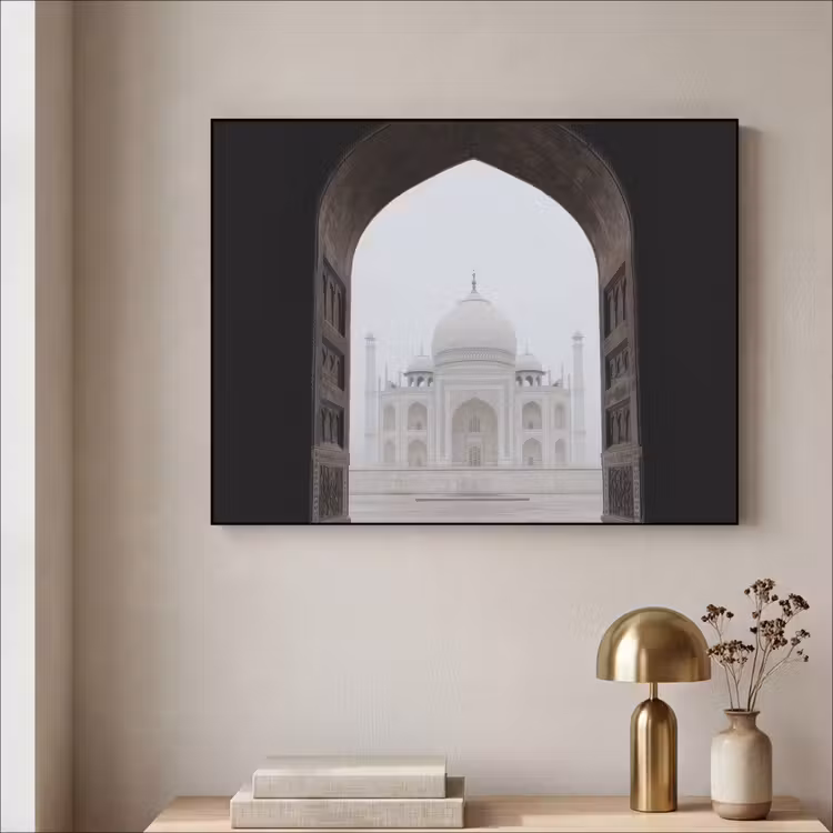Poort - Symmetrische koepel - Minaretten - Moskee Textielframe zwart klein -sfeer2
