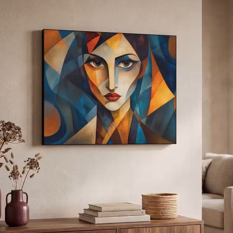 Portret - Abstract - Vormen Textielframe zwart klein -sfeer3