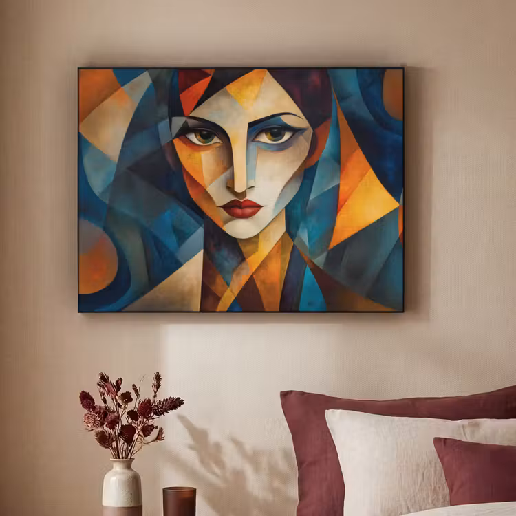 Portret - Abstract - Vormen Textielframe zwart klein -sfeer1