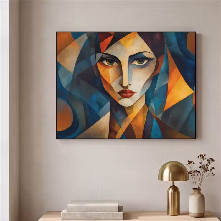 Portret - Abstract - Vormen Textielframe zwart klein -sfeer2