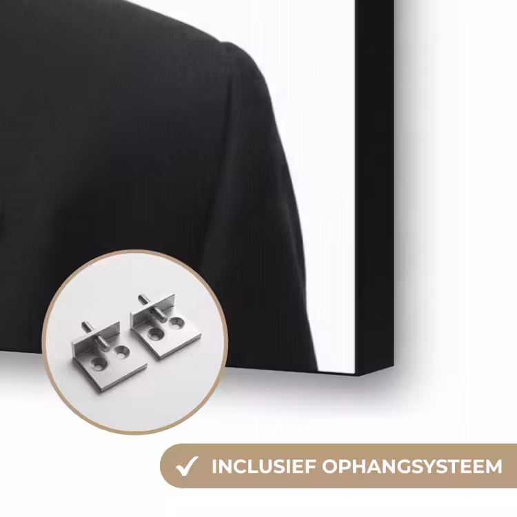 Portret - Pak - Roken - Zwart - Wit - Stoer Textielframe zwart klein -USP_ophangsysteemNL
