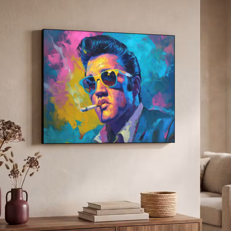 Portret - Sigaret - Kleurrijk - Bril Textielframe - compleet frame klein -sfeer3