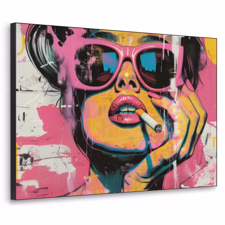 Portret - Vrouw - Abstract - Zonnebril Textielframe zwart klein -3d