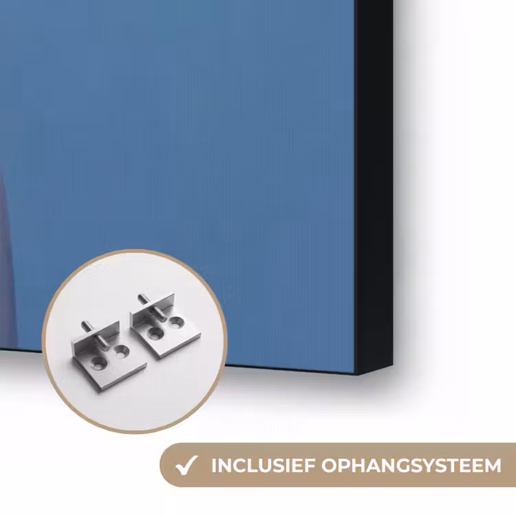 Portret - Zonnebril - Rook - Abstract - Blauw Textielframe zwart klein -USP_ophangsysteemNL