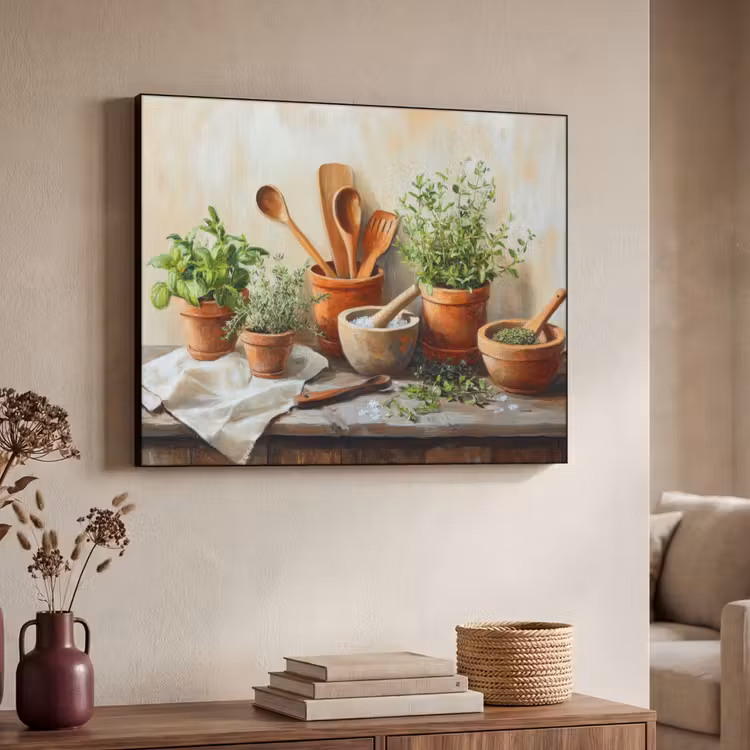 Potten - Kruiden - Hout Textielframe - compleet frame klein -sfeer3