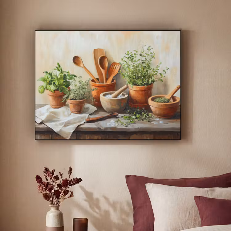 Potten - Kruiden - Hout Textielframe - compleet frame klein -sfeer1