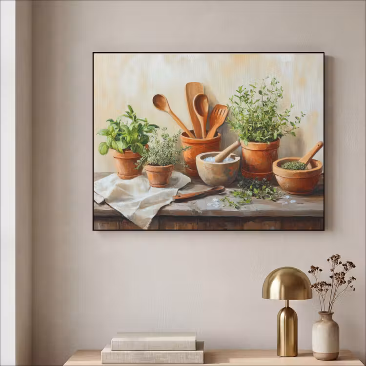 Potten - Kruiden - Hout Textielframe zwart klein -sfeer2