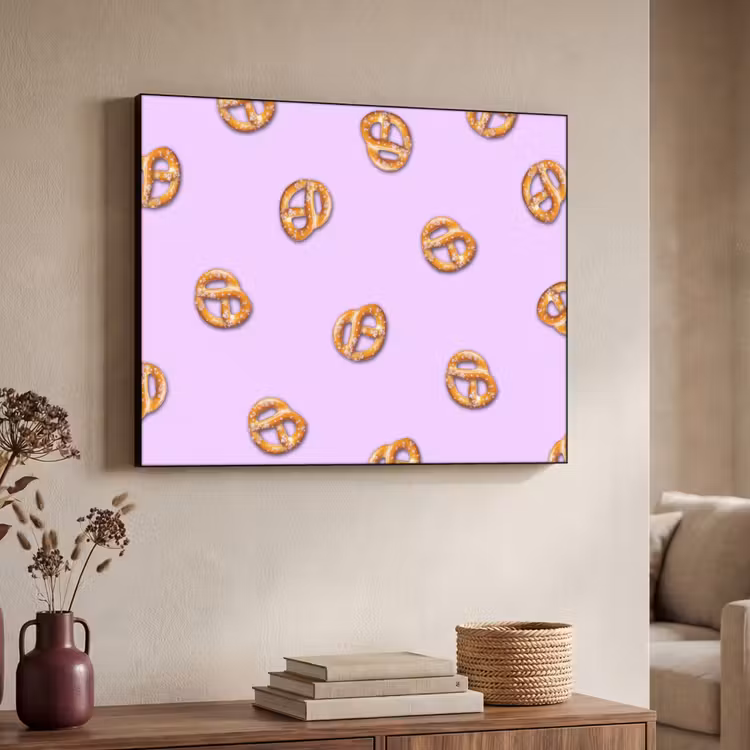 Pretzels - Eten - Paars Textielframe zwart klein -sfeer3