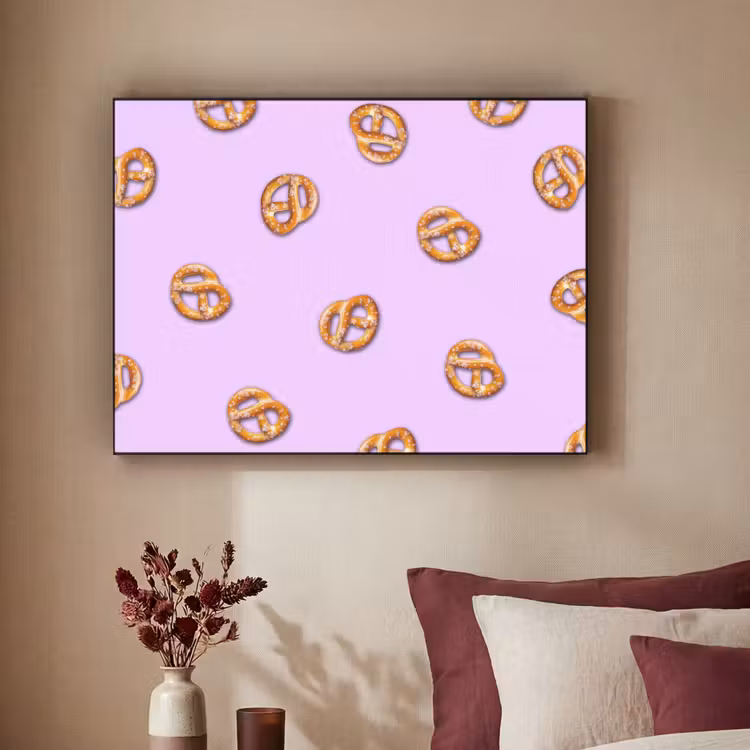 Pretzels - Eten - Paars Textielframe - compleet frame klein -sfeer1