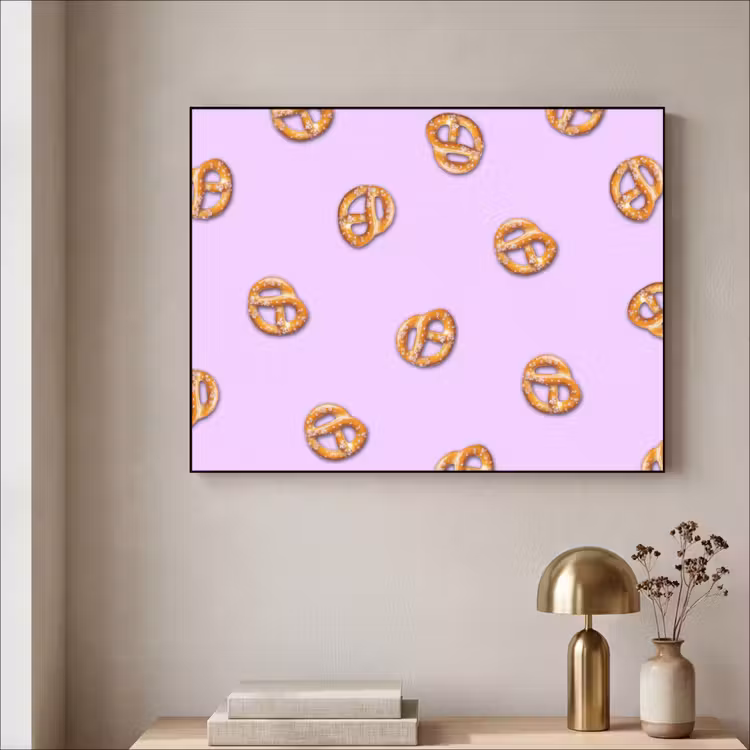 Pretzels - Eten - Paars Textielframe - compleet frame klein -sfeer2
