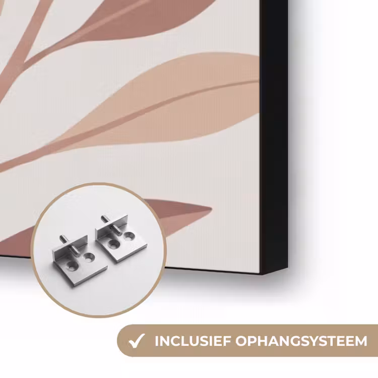 Protea - Bloem - Botanisch - Beige Textielframe zwart klein -USP_ophangsysteemNL