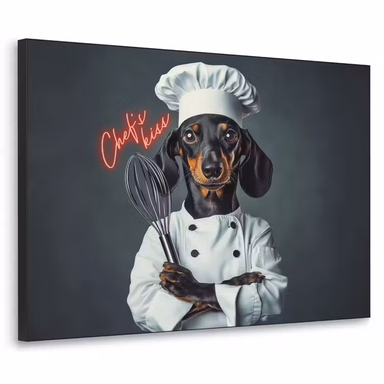 Quote - Neon - Hond - Kokskleding Textielframe - compleet frame klein -3d