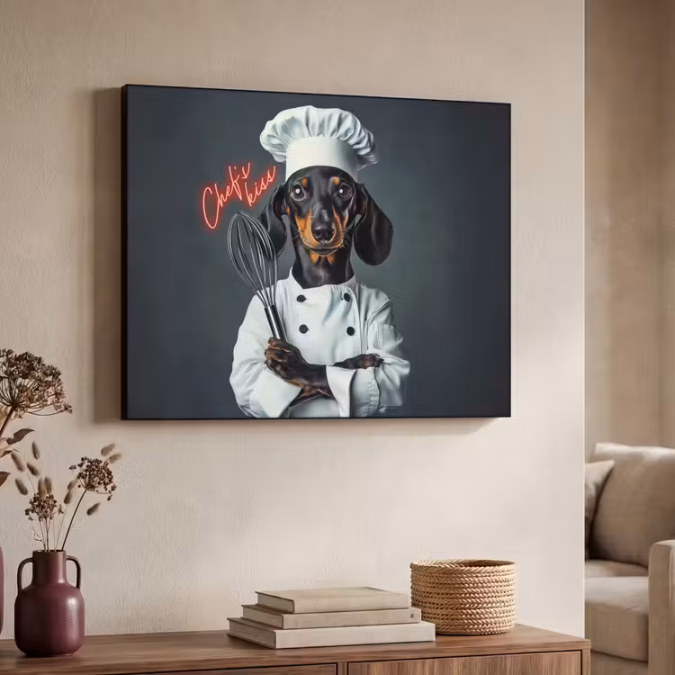 Quote - Neon - Hond - Kokskleding Textielframe - compleet frame klein -sfeer3