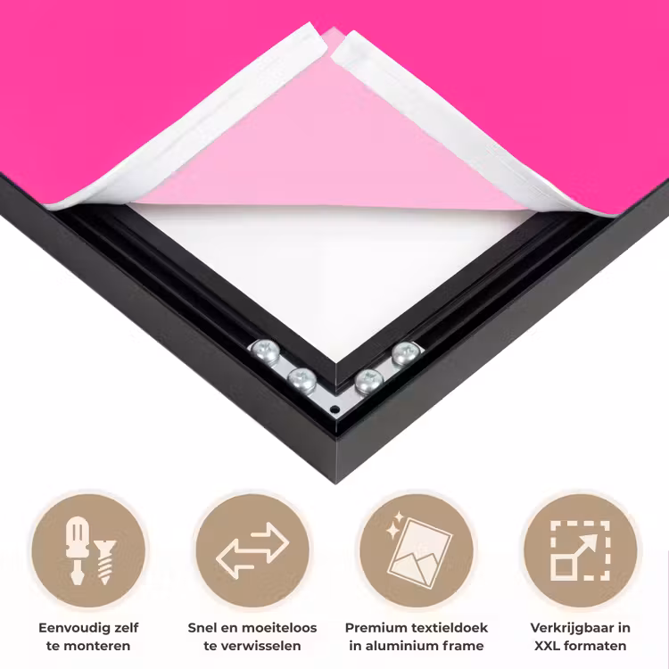 Quote - Retro - Roze Textielframe zwart klein -USP_closeupNL