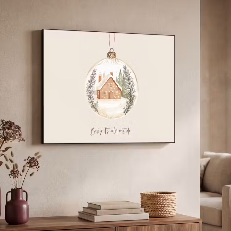 Quote - Winter - Kerst - Beige - Kerstbal Textielframe - compleet frame klein -sfeer3
